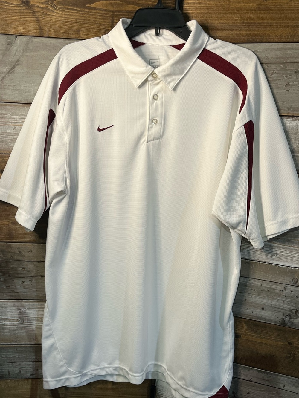 Nike Team Fit Dry Crimson, White Polo, Sz L